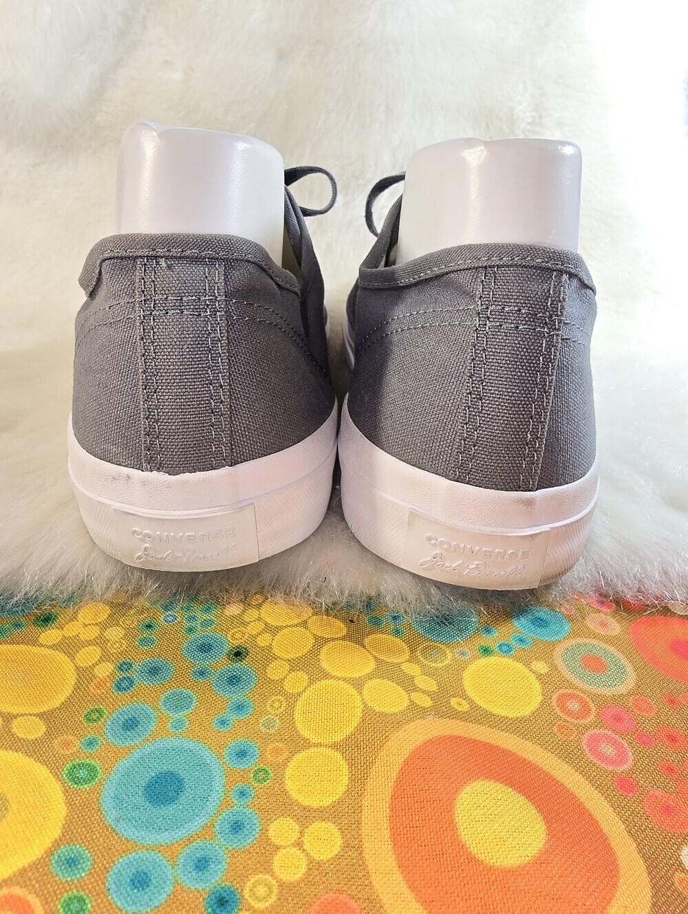 Converse Jack Purcell Unisex Gray Canvas Low-Top Sneakers with White Toe Cap - Picture 7 of 13